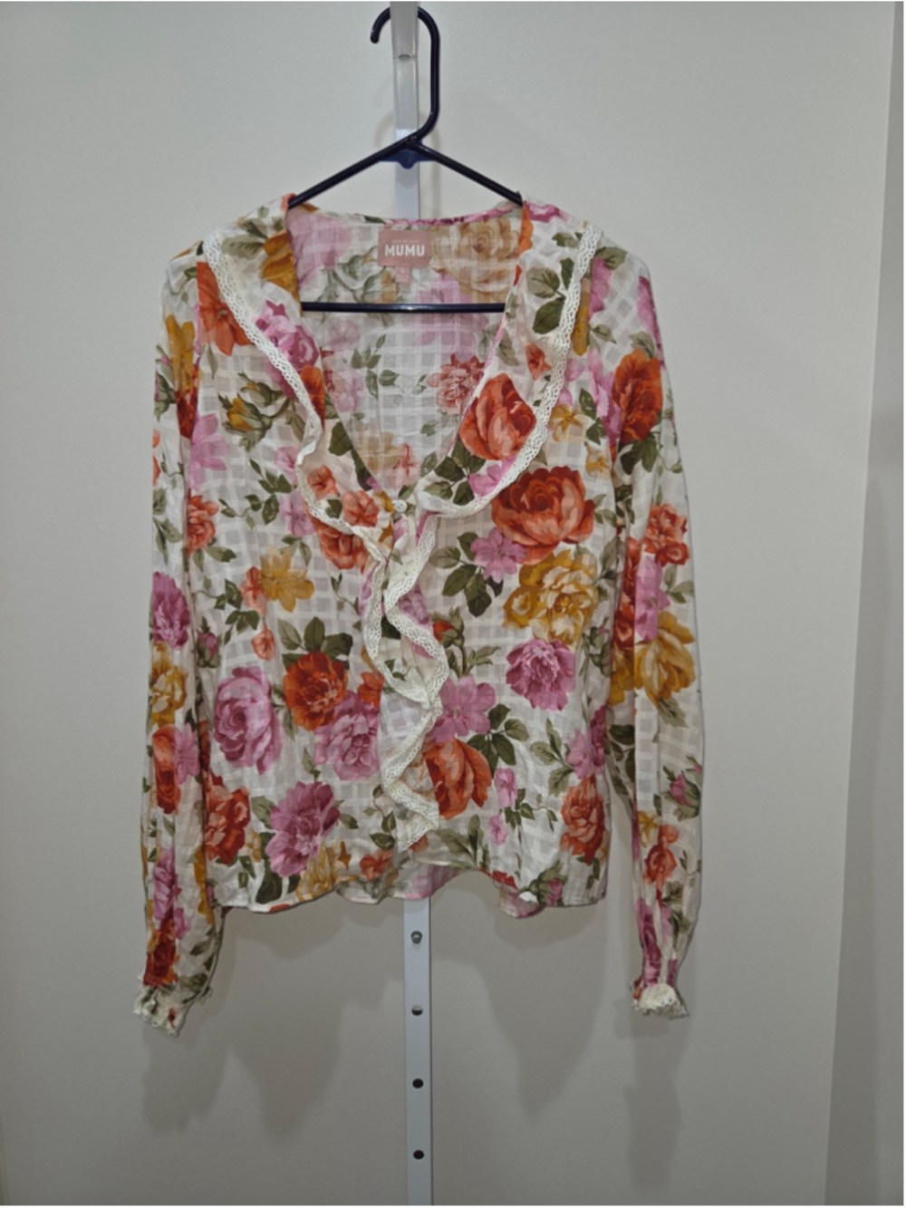 •Show Me Your Mumu• Women's Floral Ruffle Blouse Size S